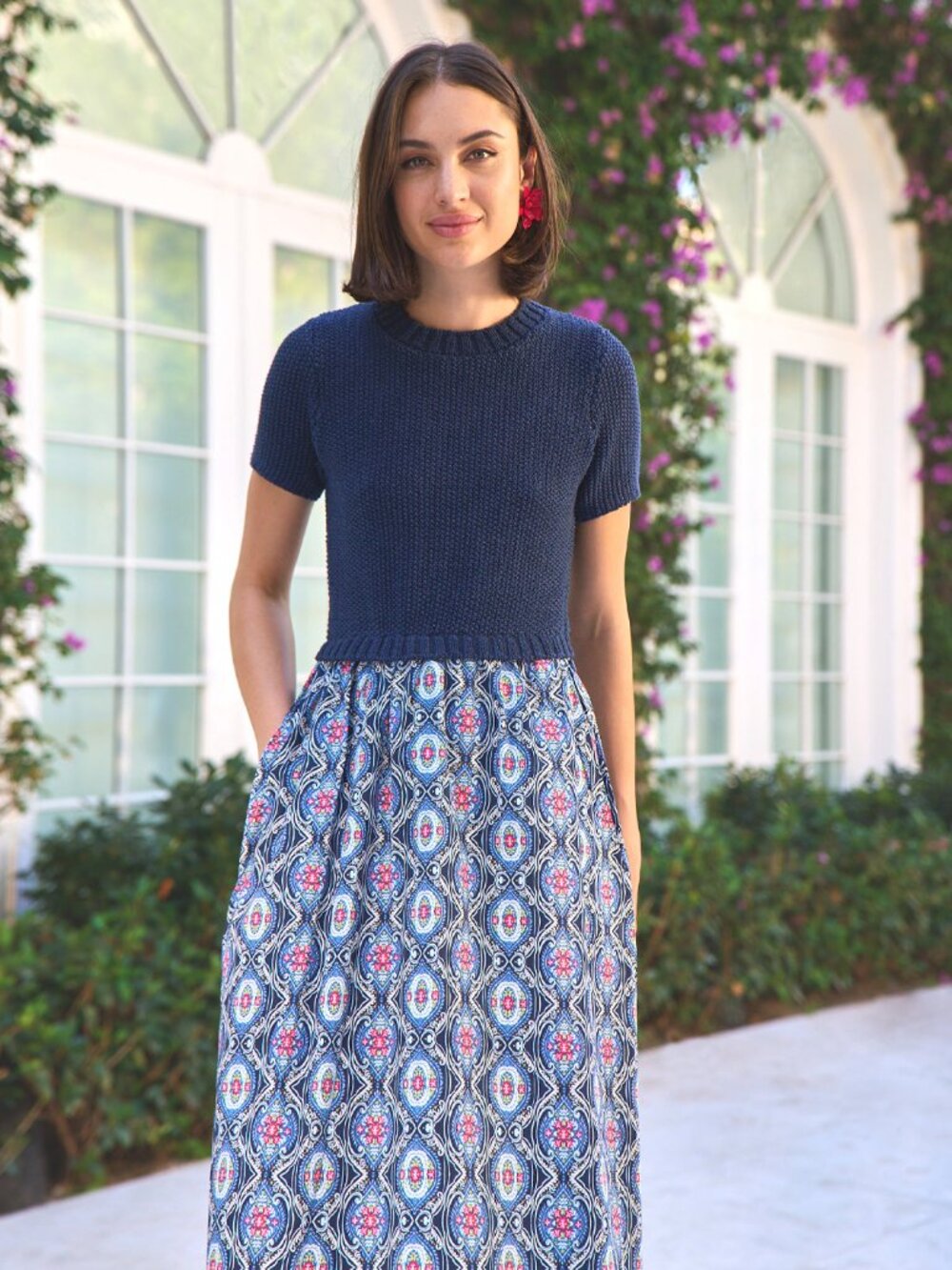 NWOT Draper James Chiara Mixed Media Midi Dress